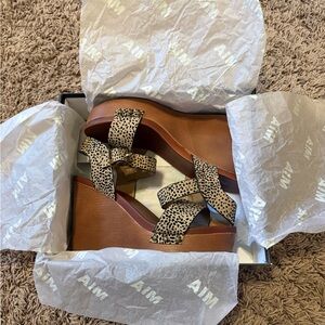 MIA Tan and Black Animal Print Wedges